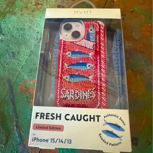 MVMT “Red &blue Sardine Tin” iPhone 13/14/15 beaded case-SO CUTE,FUN & ON TREND🐟